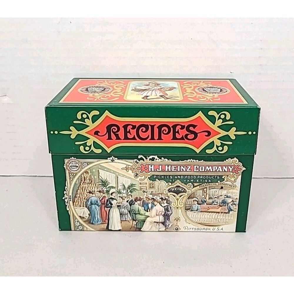 Vintage Metal Recipe Box H. J. Heinz Company 1987 USA W/dividers